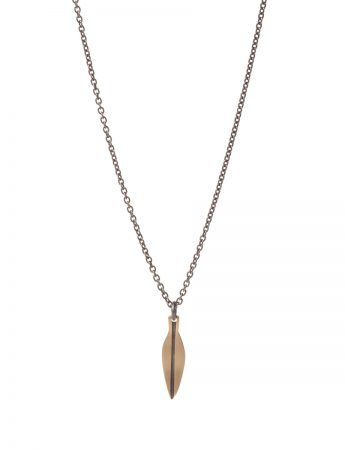 Tiny Eucalyptus Leaf Necklace – Black & Gold