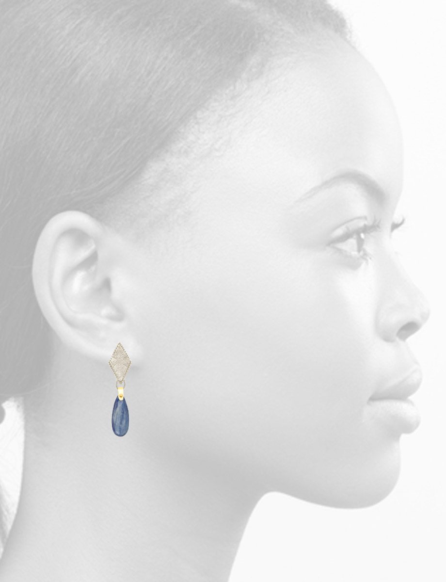 Kyanite Star Earrings – Silver & Gold