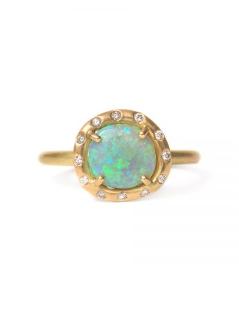 Corona Ring – Semi-Black Opal & Diamonds