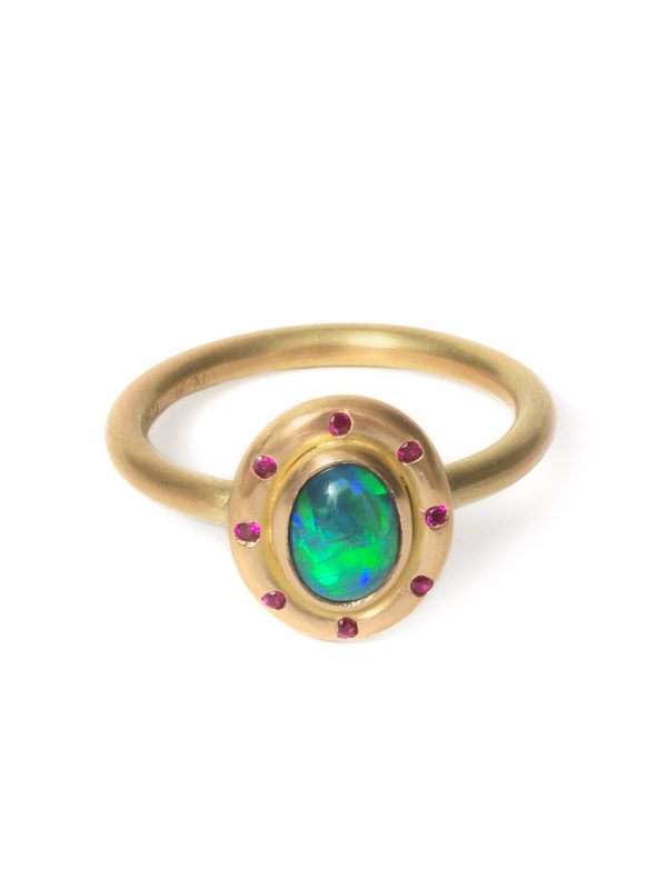 Orbit Ring – Black Opal & Rubies