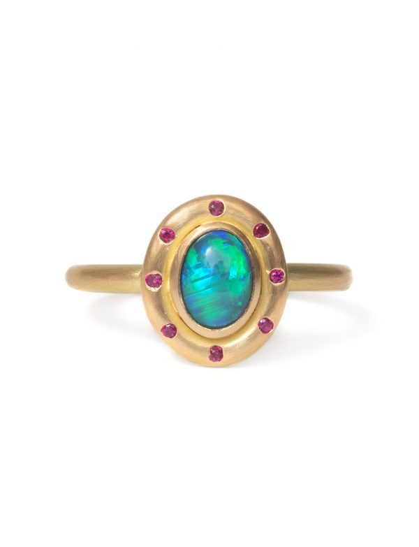 Orbit Ring – Black Opal & Rubies