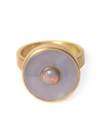 Sunset Ring – Semi-Black Opal & Chalcedony