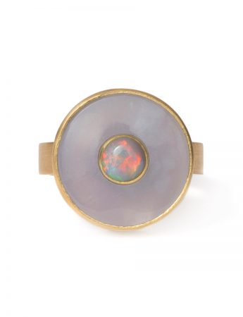 Sunset Ring – Semi-Black Opal & Chalcedony