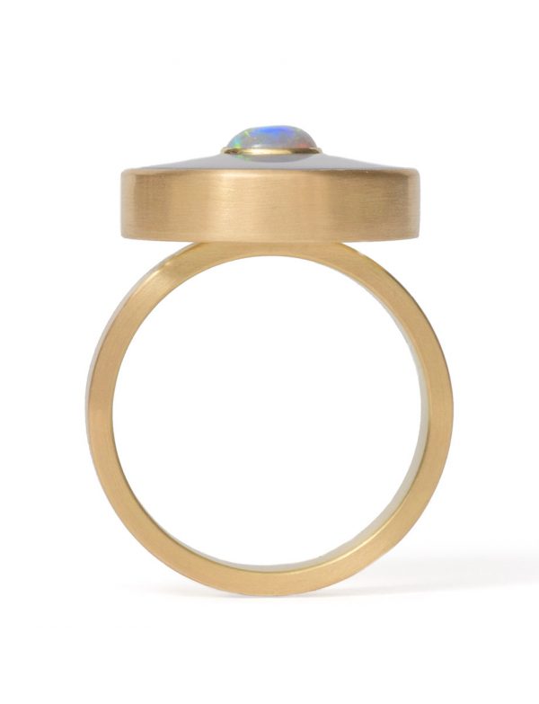 Sunset Ring – Semi-Black Opal & Chalcedony