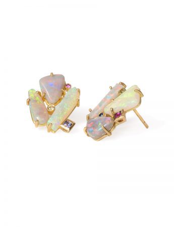 Supernova Earrings – Australian Opals & Sapphires