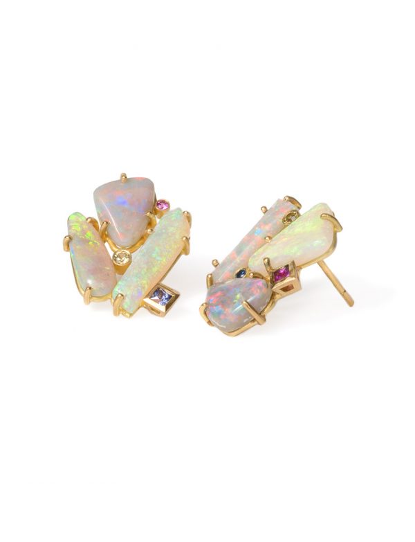Supernova Earrings – Australian Opals & Sapphires