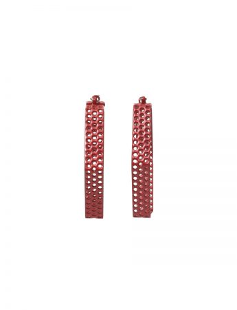 Mildsteel Hexagon Hoop Earrings – Red