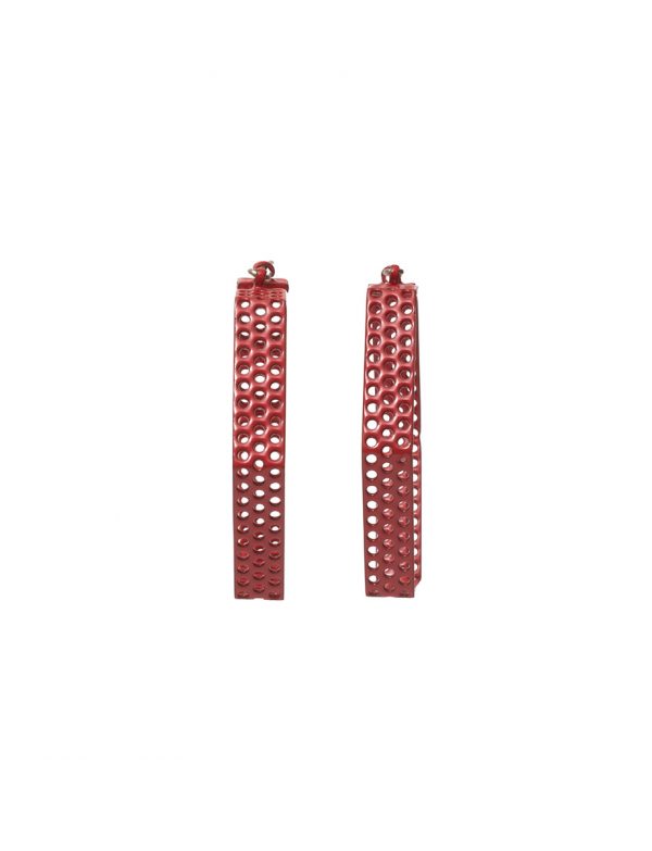 Mildsteel Hexagon Hoop Earrings – Red
