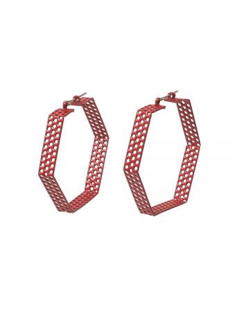 Mildsteel Hexagon Hoop Earrings – Red