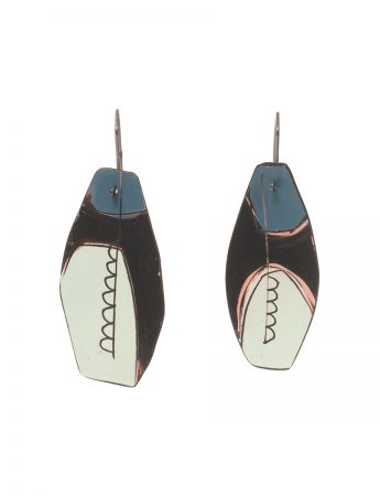 Reversible Apron Earrings – Blue, Grey & White