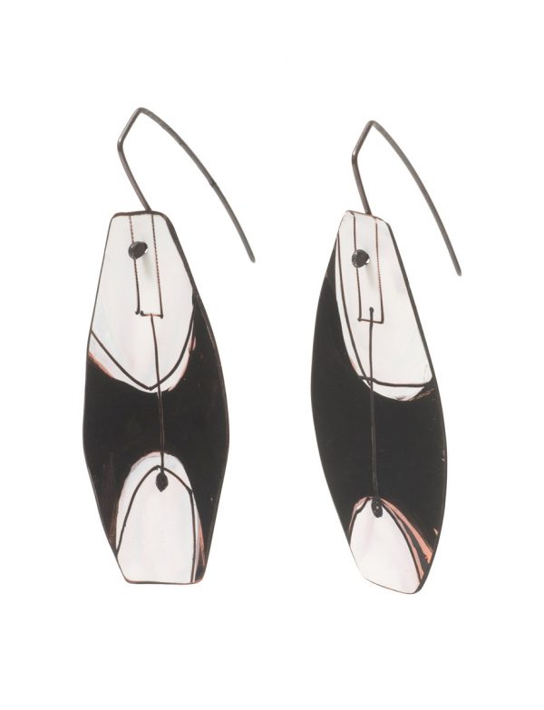 Reversible Apron Earrings – Blue, Grey & White