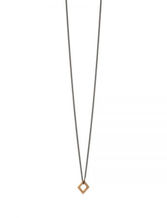 Small Square Tab Necklace – Yellow Gold & Sterling Silver