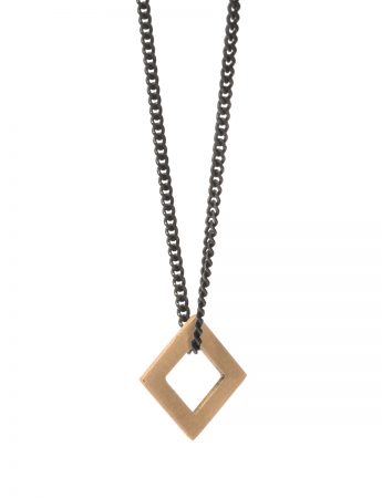Small Square Tab Necklace – Yellow Gold & Sterling Silver