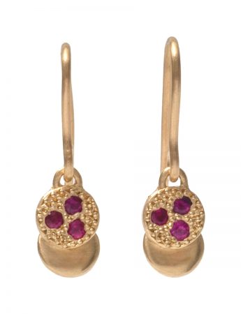 Beloved Assemblage Two Stack Hook Earrings – Yellow Gold & Ruby