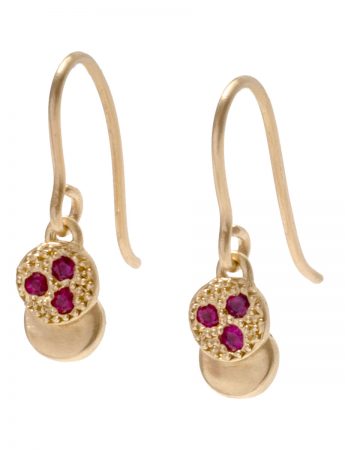 Beloved Assemblage Two Stack Hook Earrings – Yellow Gold & Ruby