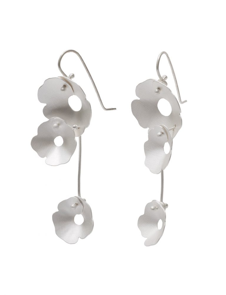 Anemone Three Flower Earrings – Silver