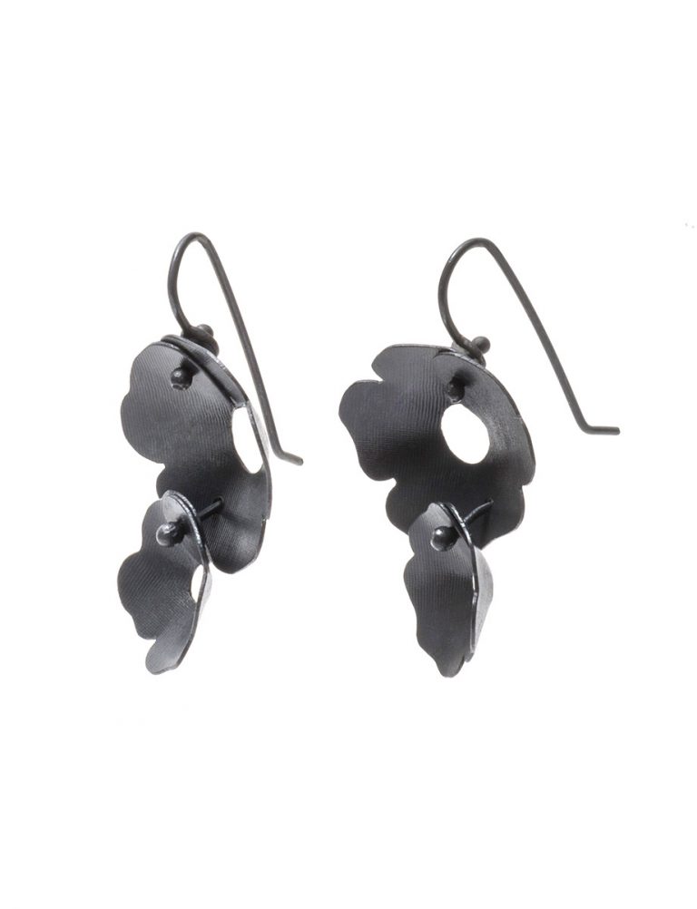 Anemone Two Flower Earrings – Black