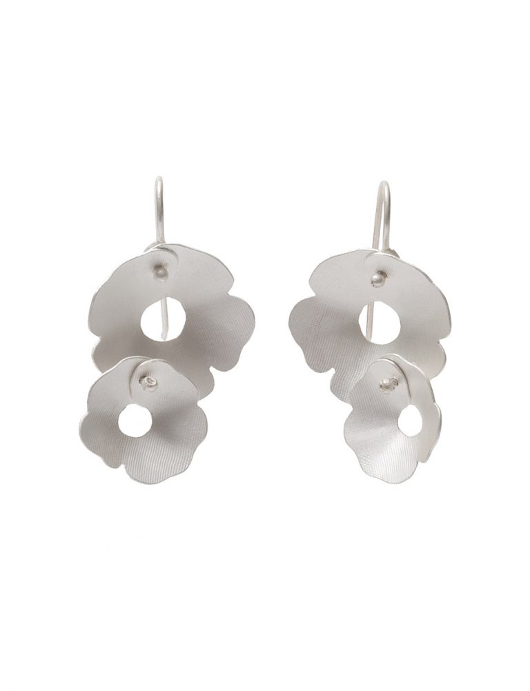 Anemone Two Flower Earrings – Silver