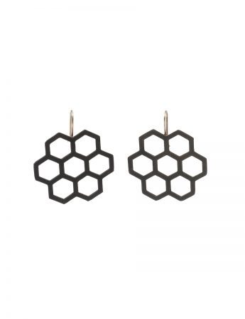 Big Seven Hexagon Earrings – Black