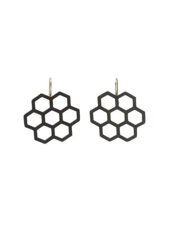 Big Seven Hexagon Earrings – Black