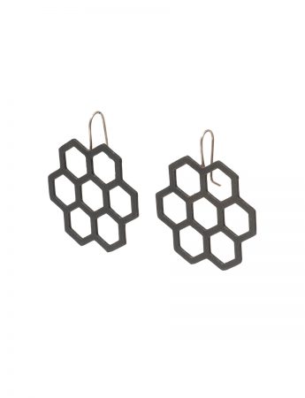 Big Seven Hexagon Earrings – Black