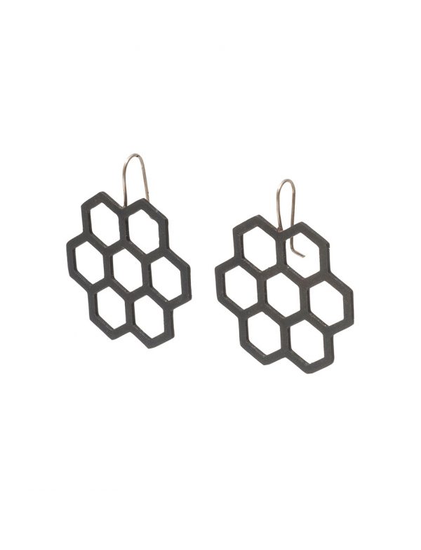 Big Seven Hexagon Earrings – Black