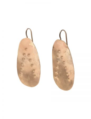 Embossed Large Drop Hook Earrings – Gold