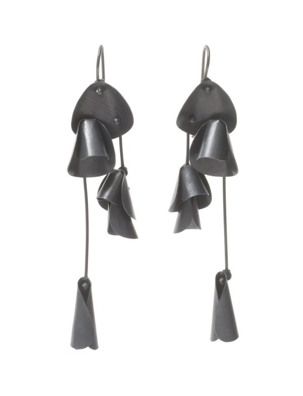 Long Pea Flower Earrings – Black