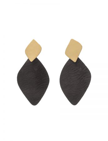 Black & Gold Wood Grain Earrings – Medium