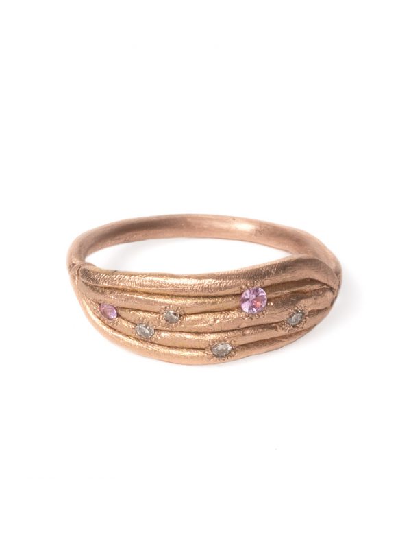 Neru Noodle Ring- Rose Gold, Diamond and Sapphire