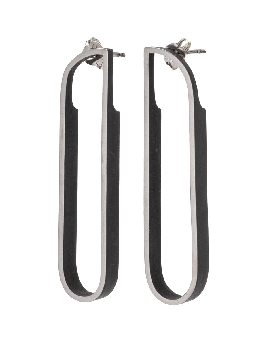 Silver & Black Oval Outline Earrings | e.g.etal | Melbourne