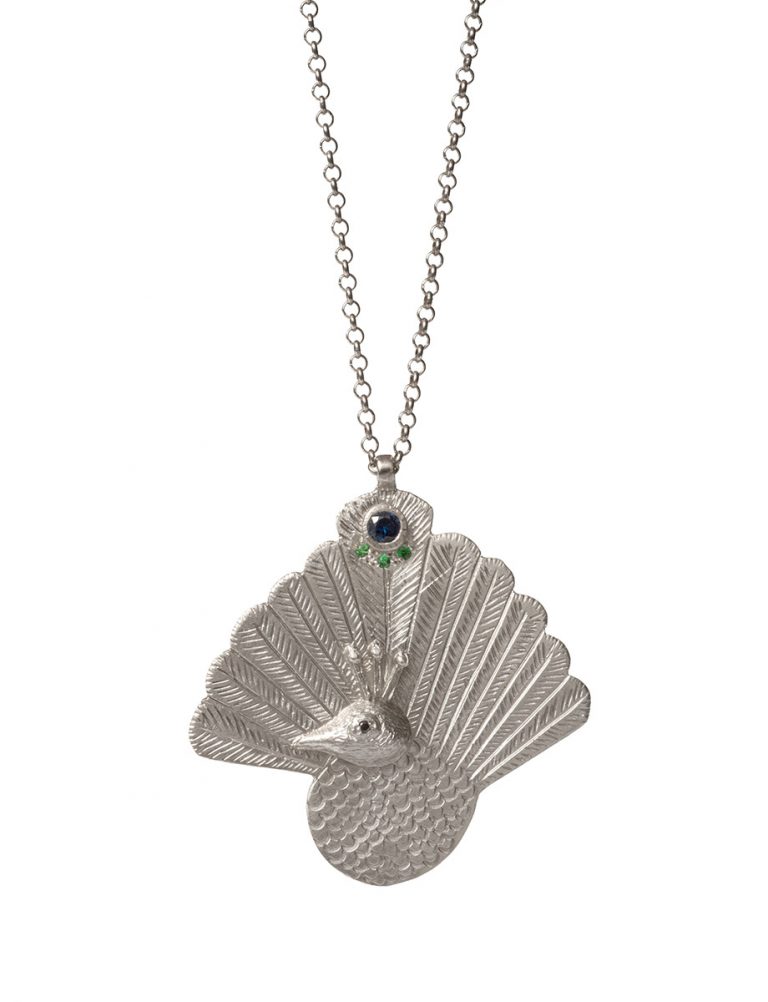 Peacock Necklace – Sapphire, Garnet & Diamond