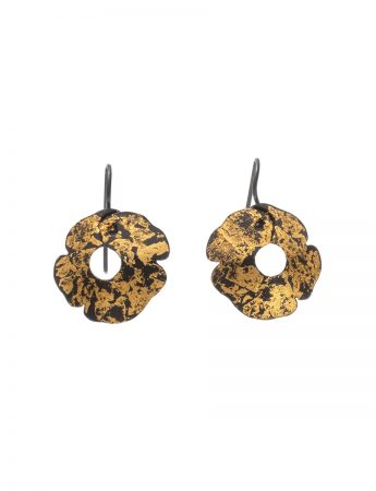 Small Anemone Earrings – Black & Gold