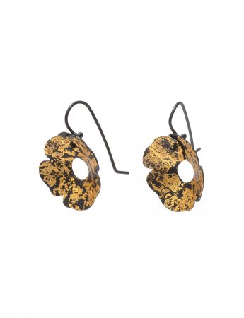 Small Anemone Earrings – Black & Gold