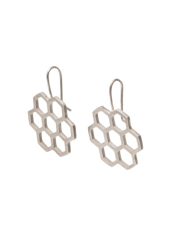 Small Hexagon Earrings – Silver