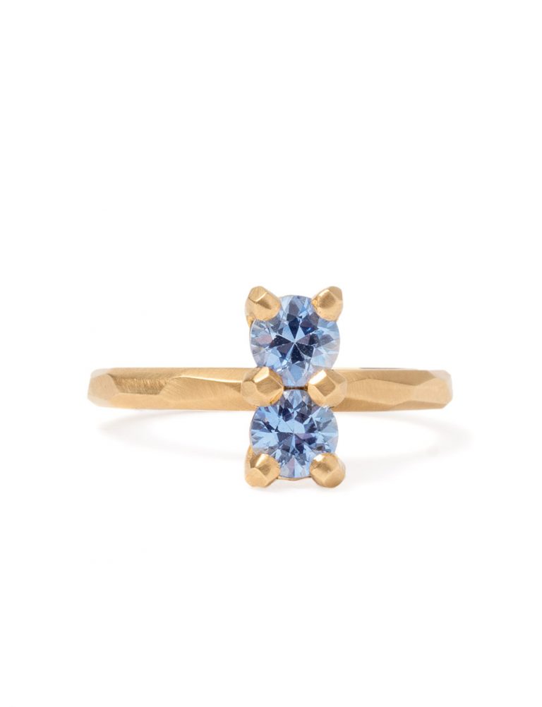 Soul Mate Ring – Yellow Gold & Cornflower Blue Sapphires