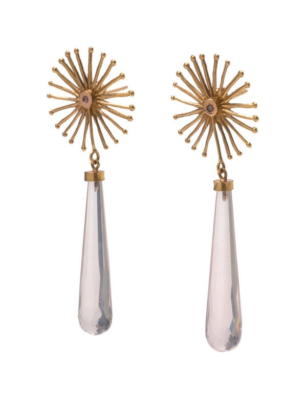 Star Bloom Earrings – Rose Quartz & Diamonds