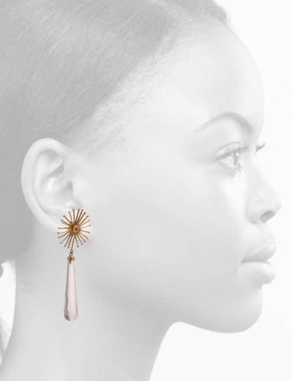 Star Bloom Earrings – Rose Quartz & Diamonds