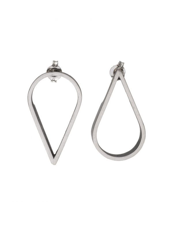 Tear Drop Outline Earrings – Silver