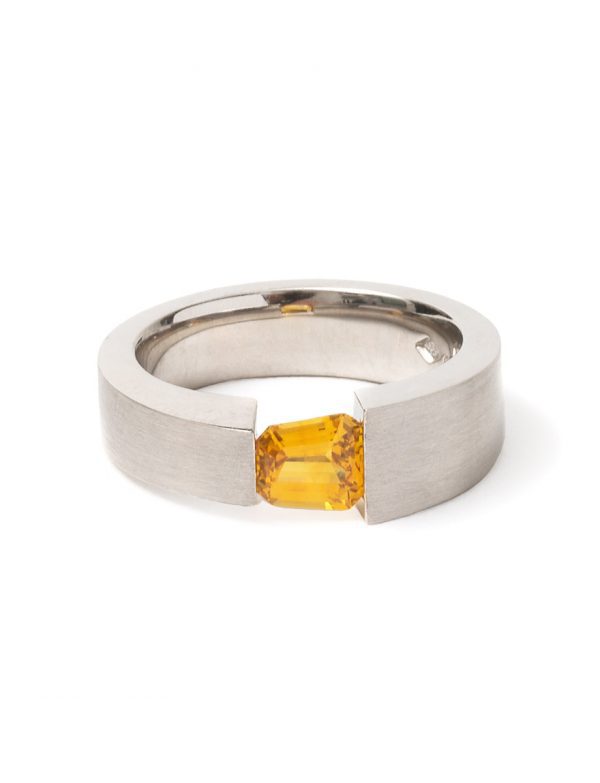 Tension Set Ring – Orange Sapphire