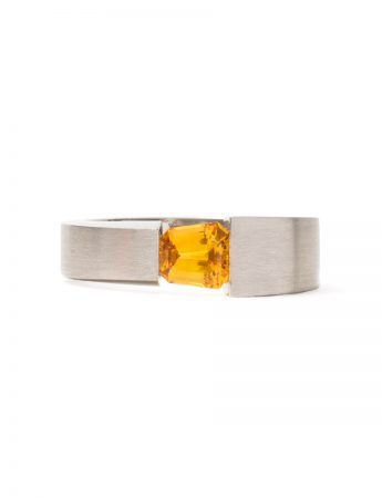 Tension Set Ring – Orange Sapphire