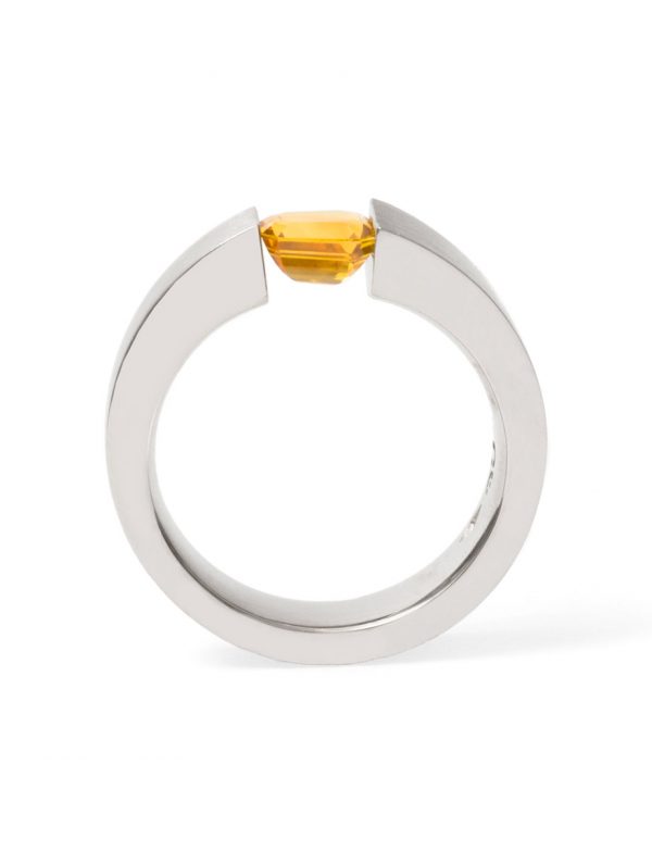 Tension Set Ring – Orange Sapphire