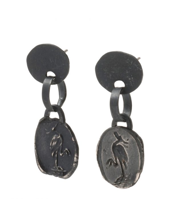 Thebe Drop Stud Earrings – Black