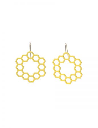 Hexagon Hollow Circle Earrings – Yellow