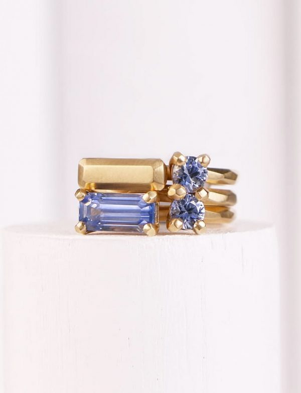 Faceted Ring – Yellow Gold & Cornflower Blue Sapphire