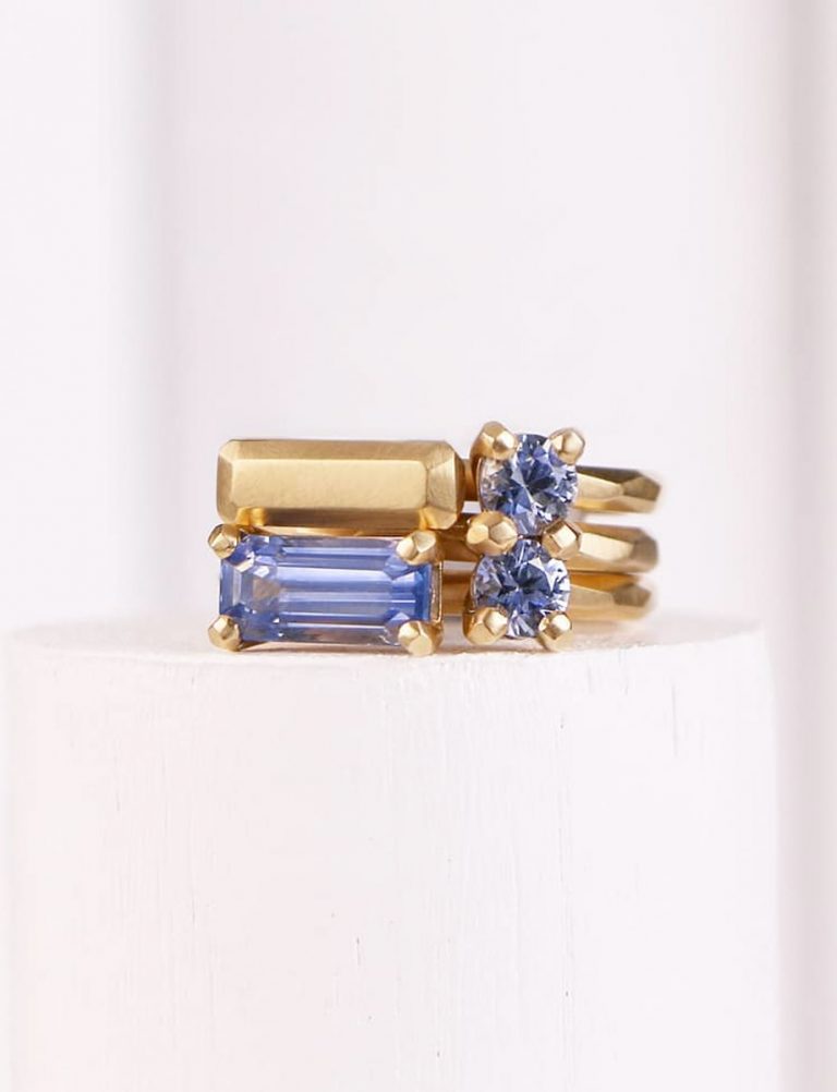 Soul Mate Ring – Yellow Gold & Cornflower Blue Sapphires