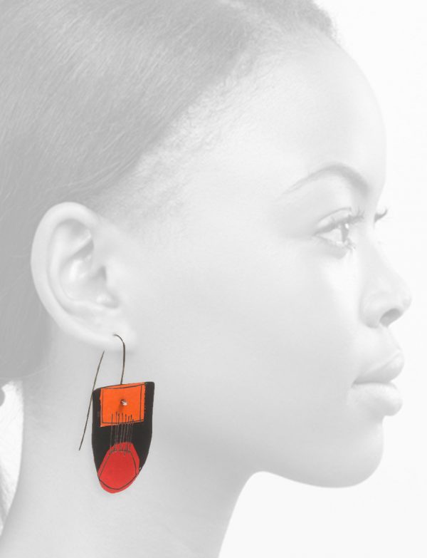 Apron Still Life Reversible Earrings – Orange, Red & White