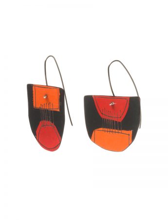 Apron Still Life Reversible Earrings – Orange, Red & White