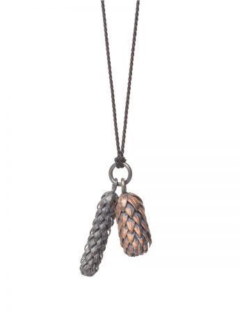 Beachcomber Double Drop Pendant Necklace – Black & Bronze