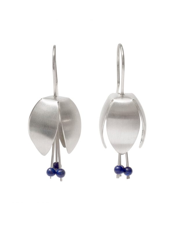 Boronia Flower Earrings – Silver & Lapis Lazuli